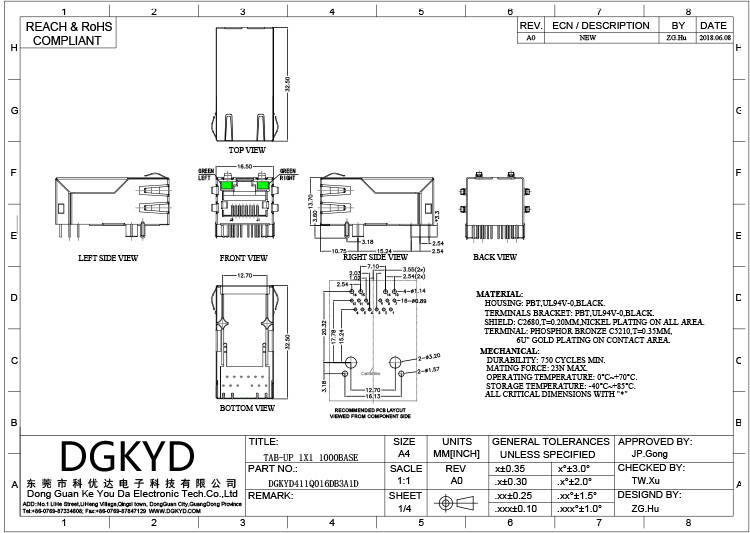 DGKYD411Q016DB3A1D Direct Plug RJ45 Interface Connector Waterproof Integrated