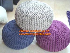 Wholesale Middle size cotton crochet floor pouffe crochet pouf hassock Ottoman Floor Cushion from china suppliers