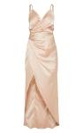 2019 New Arrivals Women Casual Petite Champagne Satin Maxi Dress And Sexy