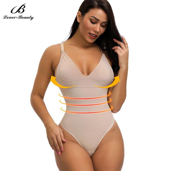 Women's Seamless Shapewear Push Up Waist Trainer with Deep V Bodysuit and Corset
