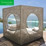 Pool Lying Sun Lounger Bed Aluminum Frame Garden Club Rattan Daybed for Resort