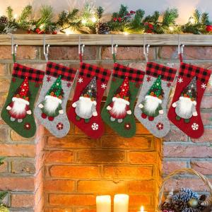 Wholesale 6 Pieces Christmas Stocking 18 Inches Fireplace for Family Holiday Mantel Supplies decoration from china suppliers