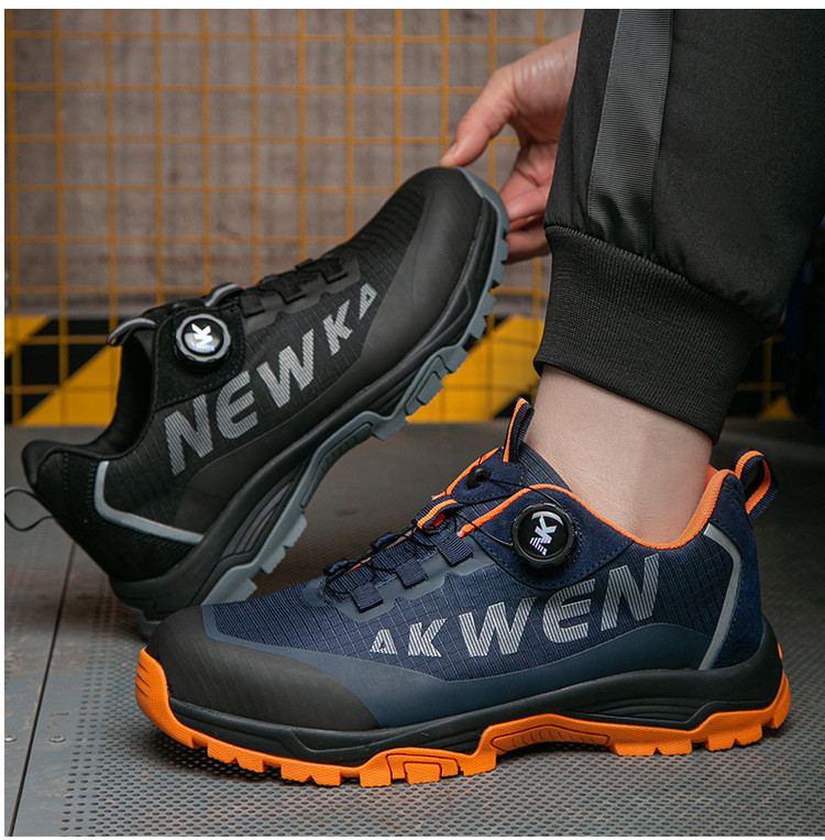 Kevlar Midsole BOA Rotating Button Work Shoes European Standard Steel Toe Anti Smashing MD Sole Safety Shoes