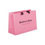 Pink 250g Coated Paper Bags Packaging Clothing With Ribbon Handle