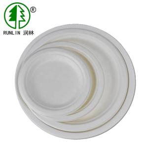Wholesale Waterproof White Biodegradable Sugarcane Bagasse Plates Plant Fibre Round White Dinner from china suppliers