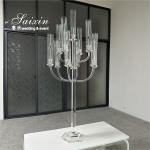 Beautiful Clear Glass Crystal Candelabra With Tall Glass Jars For Wedding
