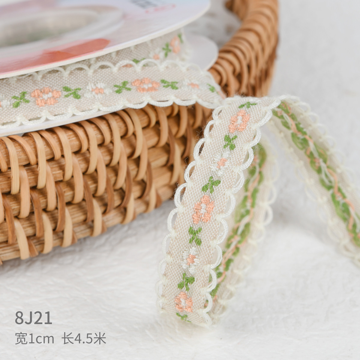 15mm*50y Pastoral Floral Cotton Ribbon Baking Cake Ribbon Bow DIY Material Decoration Ribbon Flower Bouquet Packaging