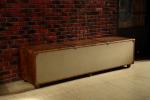 Living Room Leather TV Stand Black Mirror Stainless Steel Automatic Rail Guide
