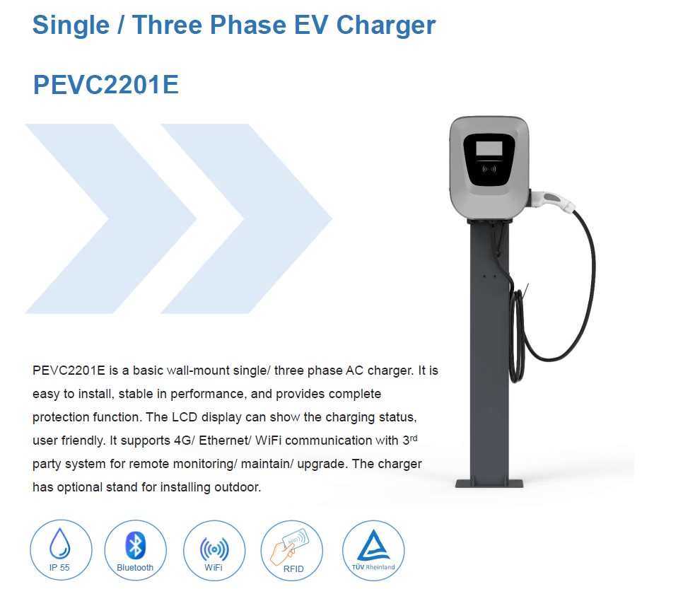 22kW 32A AC Charging Station Wall Mounted For Electric Car Charging