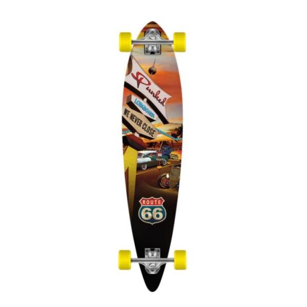 Punked Skateboards Pintail Route 66 Diner Longboard Complete Skateboard - 9" x