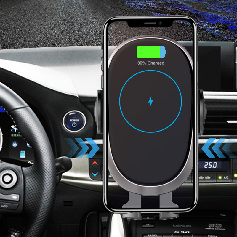 Auto Clamping Wireless Car Charger Dashboard Windshield Holder