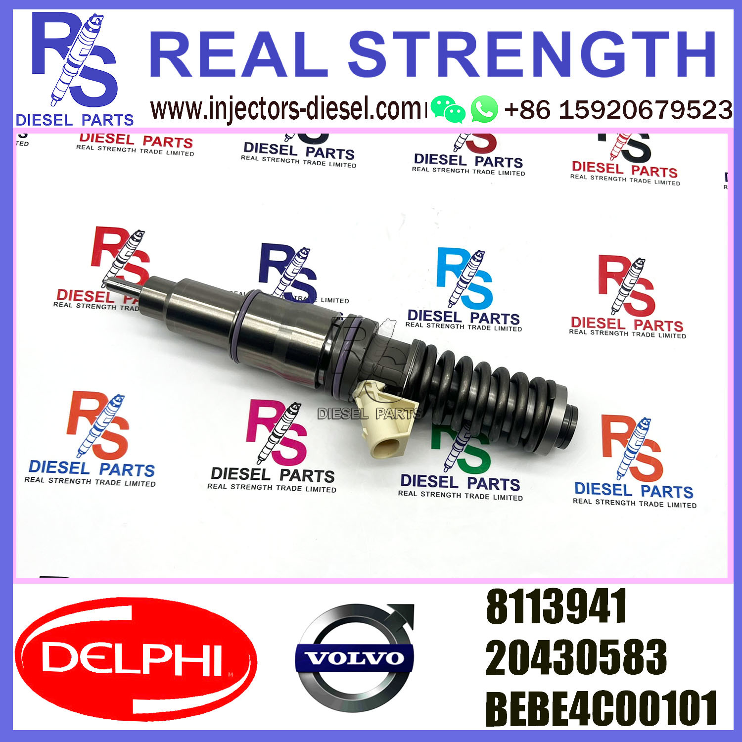 DELPHI 2pin injector 8113941 20430583 BEBE4C00101 Diesel pump Injector V-O-L-V BEBE4C00101 E1 for V-O-L-V D12 TRUCK