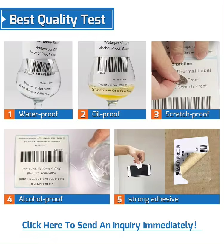 Waterproof Fade Resistant Thermal Paper Label With Strong Adhesive