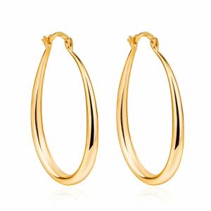 Wholesale Platinum Plated Smooth Circle 14k Gold Hoops 30×21mm For Women Lady from china suppliers