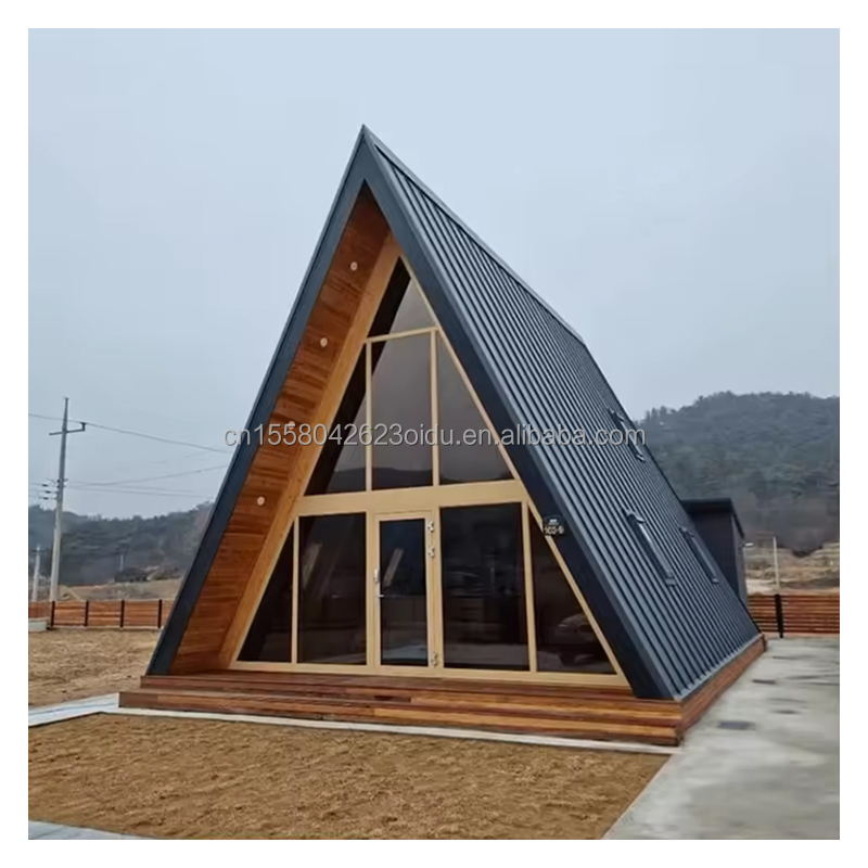 Galvanized Steel Square Tubes Main Structure Hotel Triangle A Frame Prefabricated House Kit for Luxury