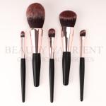 Rose Gold Ferrule Short Mini Makeup Brush Set 3tone Hair Wood Makeup Brush kit