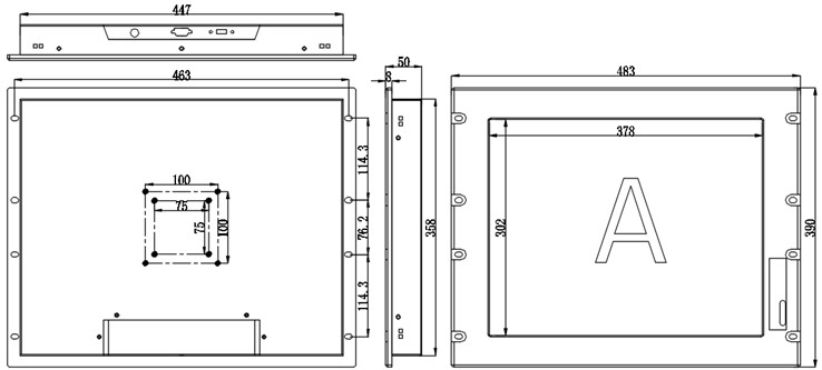 PLM-1901TR Industrial Touch Screen Monitor Upper Shelf Front OSD Menu
