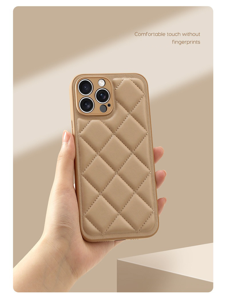 PU Lingge Winter Down Jacket Mobile Phone Cases for iPhone 15 Pro Max Lingge Material