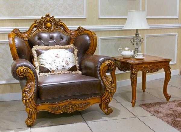 Single CE Genuine Synthetic Leather Antique Style Loveseat Livingroom Furniture