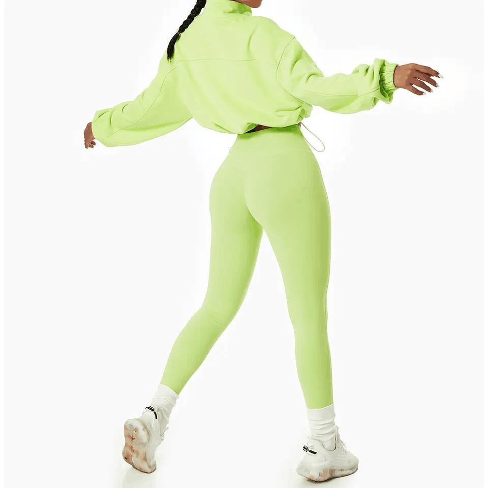 Women&prime;s Sportswear Ladies 2 Piece Set Full Zip up Sweatshirts Crop Fitness Gym Yoga Pants Sets