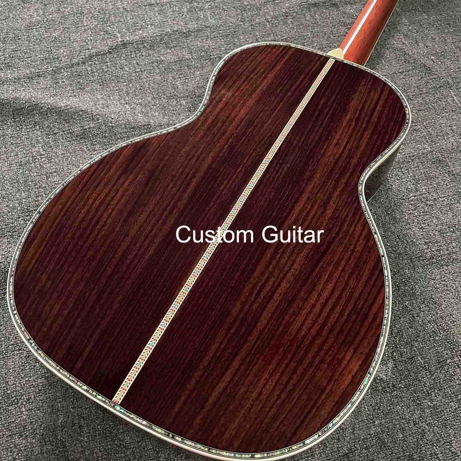 6 strings custom OEM solid wood acoustic OO guitar 38 inch body ebony bridge