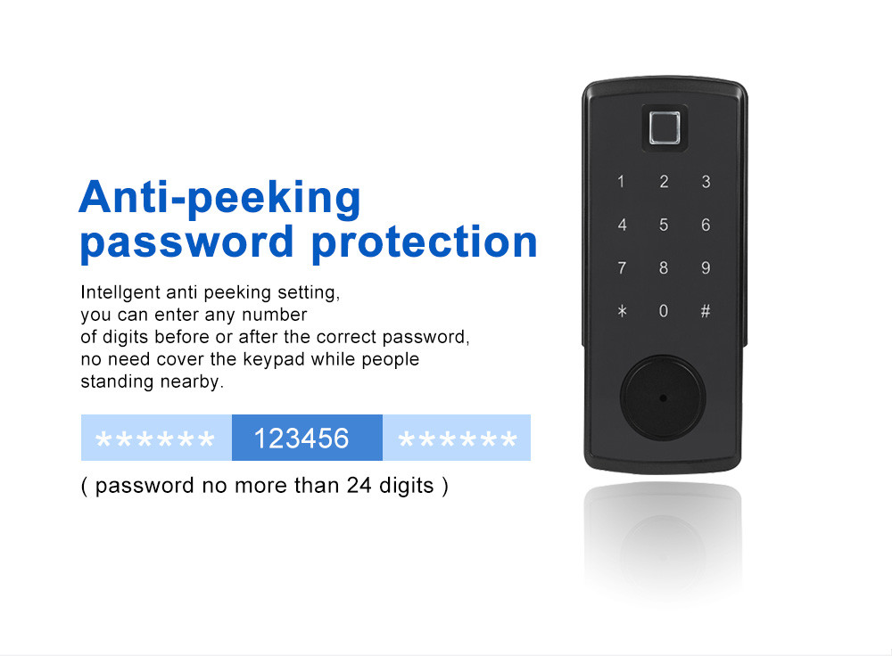Fingerprint Zinc Alloy Electronic RIM Door Lock Without Mortise