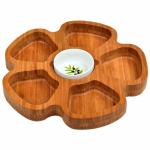 Multifunction Bamboo Serving Tray 5 In 1 Fruit Platter Contemporary Style