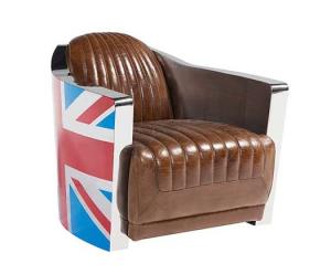 Wholesale Union Jack Aviator Retro Distressed Leather Tub Chair from china suppliers