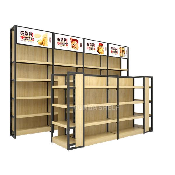 Warehouse Pallet Storage Racks Double Side Wood Gondola Shelving Retail Store