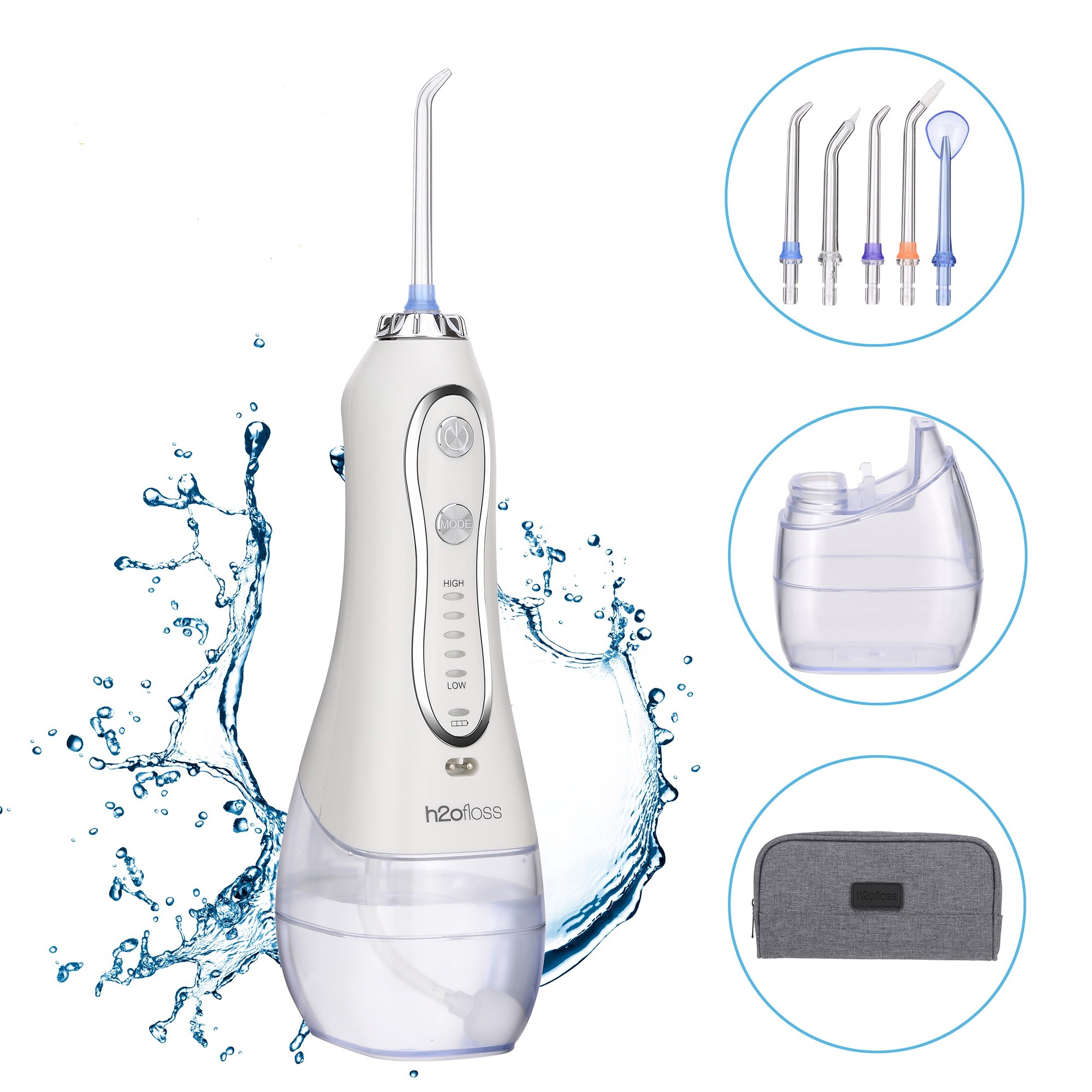 5 Work Modes Ultrasonic Water Flosser 300 Ml Water Tank With 5 Nozzle Tips