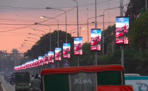 Wholesale Pole Mounted Lamp Post LED Display / Outdoor Advertising Digital LED Screen from china suppliers