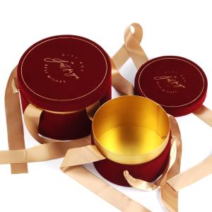 Wholesale Red Cylindar Candy Packaging Box With Ribbon Tied Velevt Gift from china suppliers