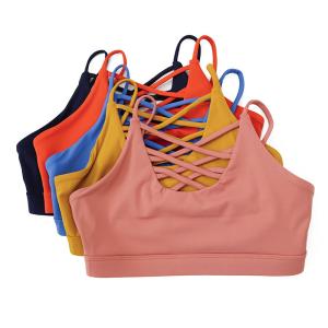 Wholesale XS-4XL Breathable Ladies Sports Bras Solid Gym Push Up Crop Tops For Running from china suppliers