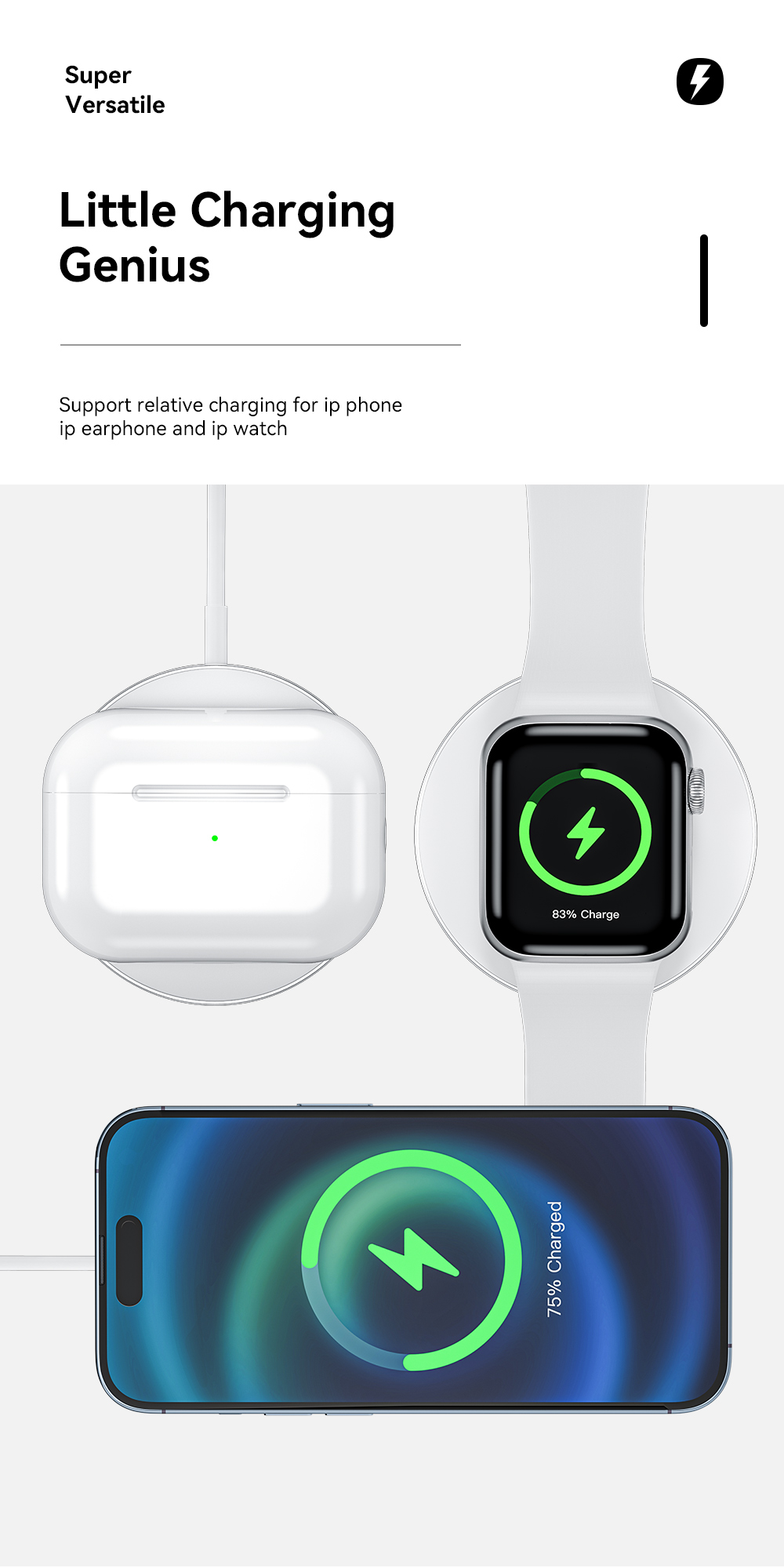 Essager 2022 YiT 3in1 Magnetic Wireless Chargers 3W 5W 15W 10W 7.5W For Phone Watch