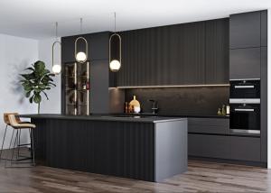 Wholesale 5m Blum Black Modern Design Modular Kitchen Cabinets With Wall Cabinet Wine Rack from china suppliers