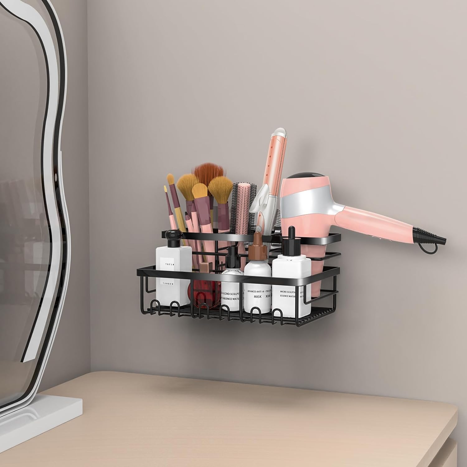 Modern Hair Tool Organizer Convenient Organization with Multiple Installation Options
