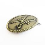 Oval Shape Zinc Alloy Diecast Metal Belt Buckle With Crossed Sabers For Cavalry