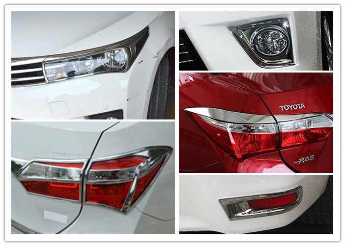 COROLLA 2014 Chromed Car Headlight Covers TailLight Garnish And Fog Lamp Bezel