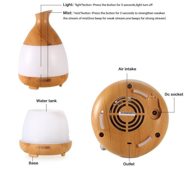 120ML Aroma Diffuser Air Purifier With 7 Colour LED Lights Essential Oil Diffuser