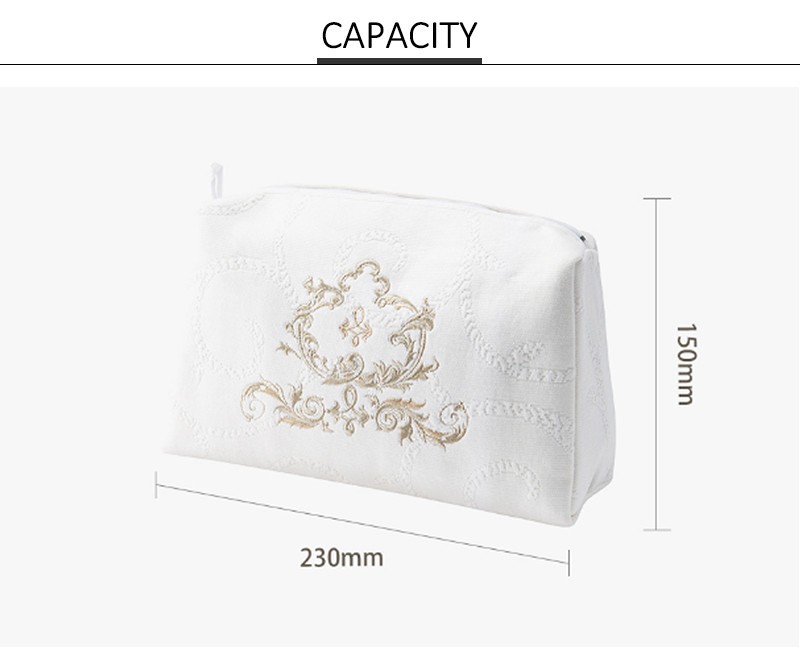 Embroidery 23mm*150mm Polyester Cosmetic Bag For Business Travel
