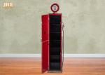 Antique Wooden Storage Cabinet Red Color Decorative Wood Floor Clock Gas Pump