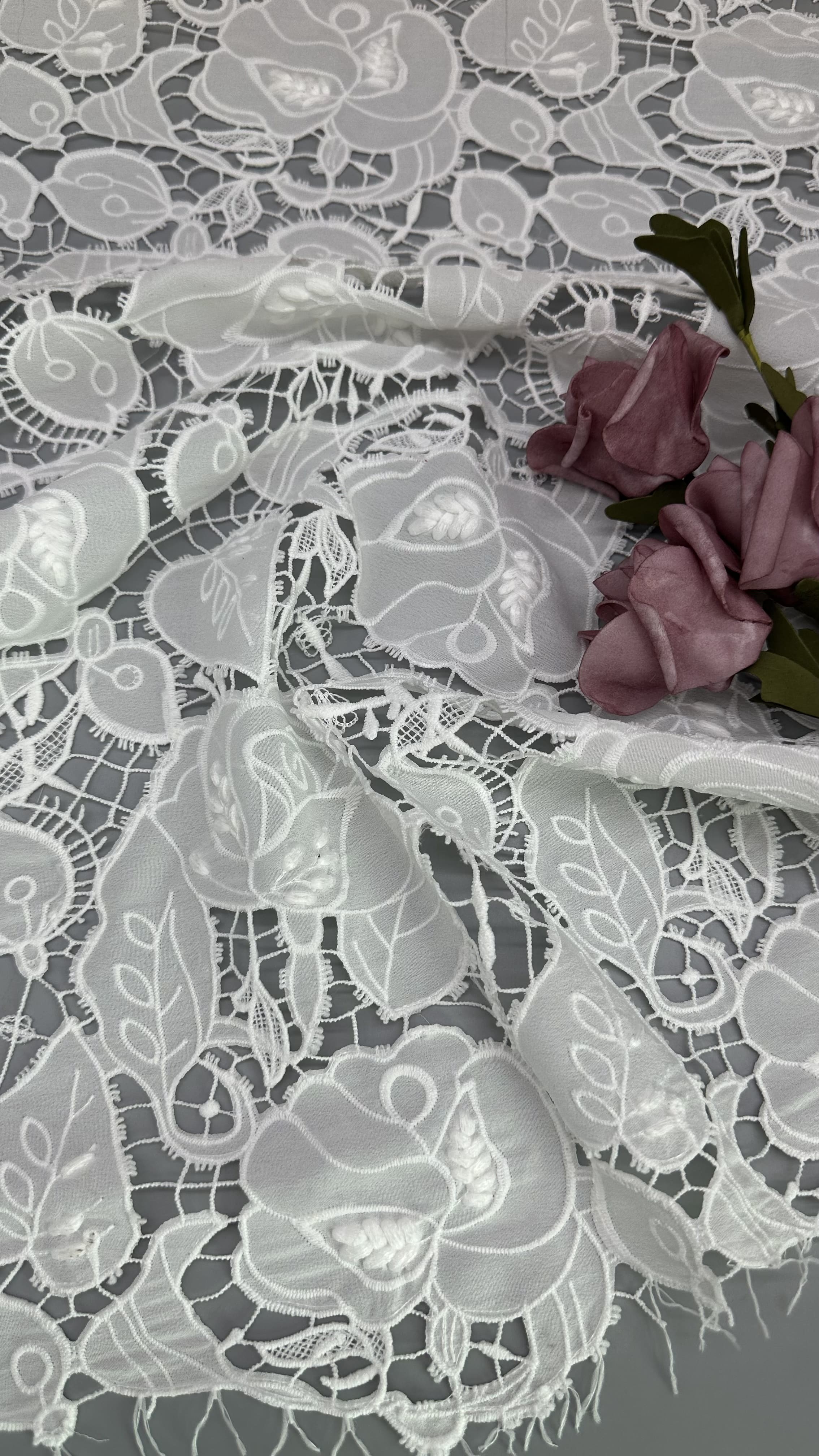 Leafy High Elegant Hollow-up Beautiful Embroidered Lace Fabric For Girls