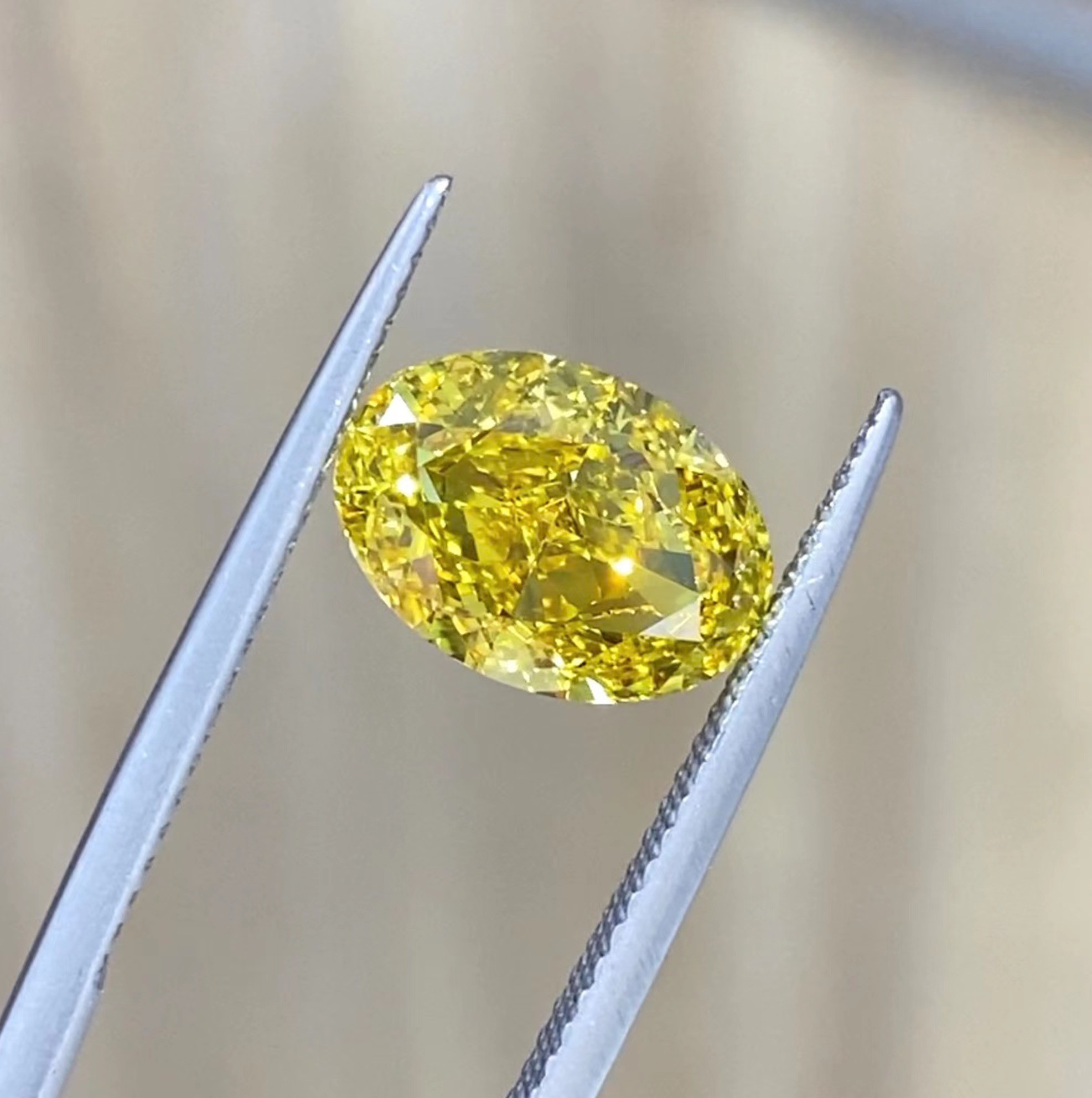 3.08ct Oval Loose Lab Created Canary Yellow Diamond IGI Certified