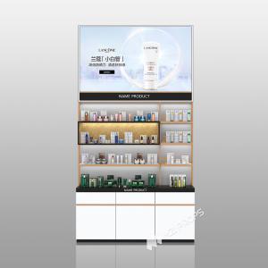Wholesale BJiS-BSB2 White Glossy Skincare Display Cabinet with Titanium Trim for Cosmetics Store Design from china suppliers