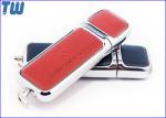 Silver Frame Leather Thumb Drive Debossed Logo with Free Small Key Ring