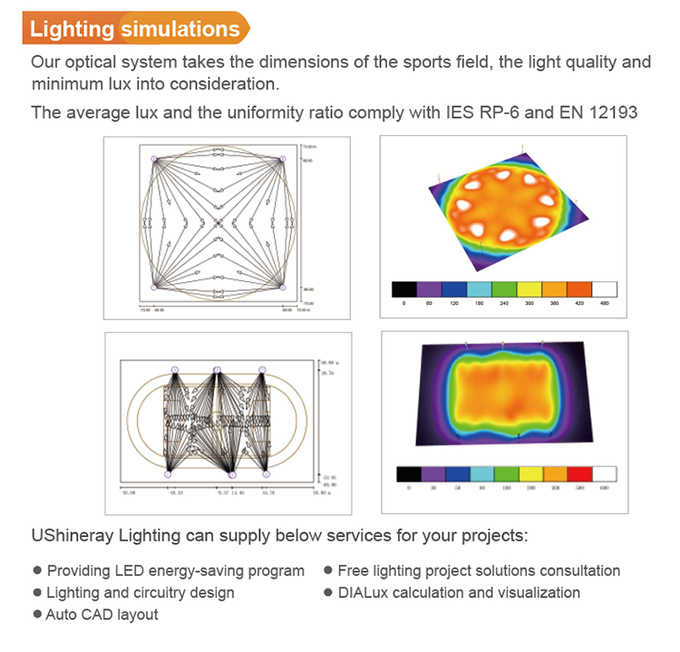 800W  Round Sports Lighting for Tennis Court and Football Stadium 7