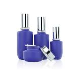 Cosmetic 45ml Blue Glass Lotion Bottle Skin Care Cream Jar Makeup Set