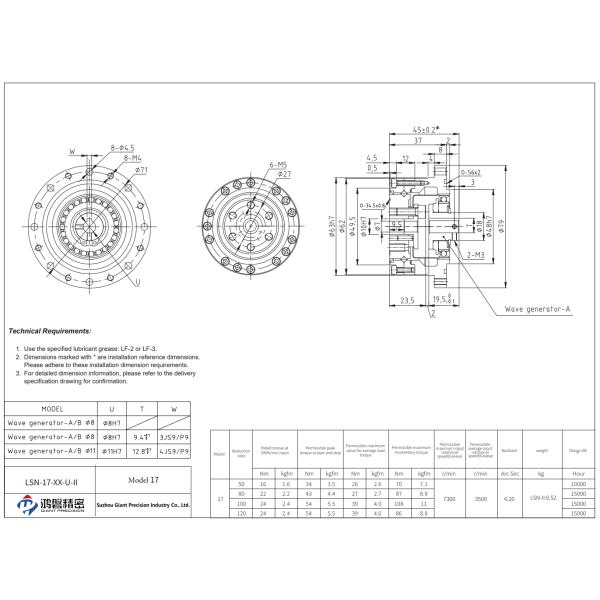 Robust Harmonic Wave Strain Gear Model 17 Cross Roller Output Bearing