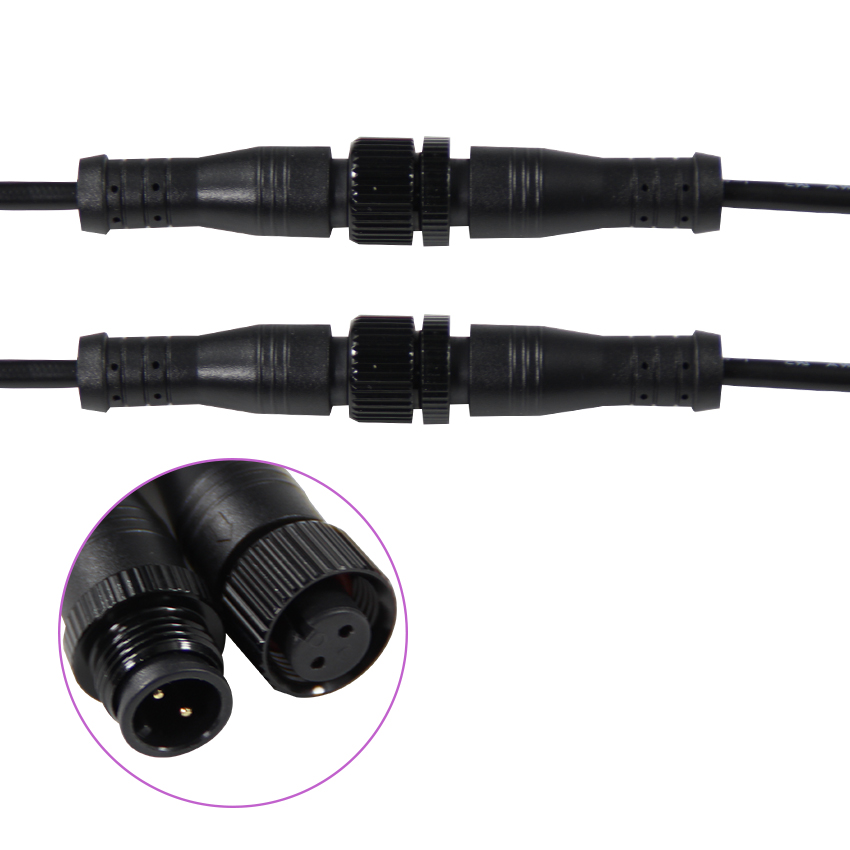 Outdoor IP67 Waterproof Connector M12 3Pin Male to Female A Code To Stripped End
