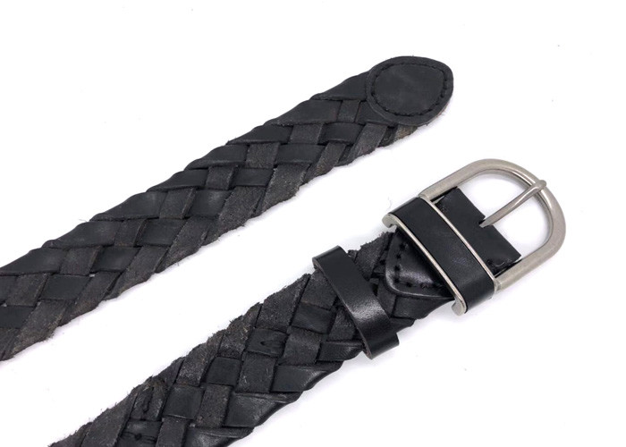 Eco - Friendly Mens Casual Leather Belt Black / Jeans Genuine Leather Braided Belt